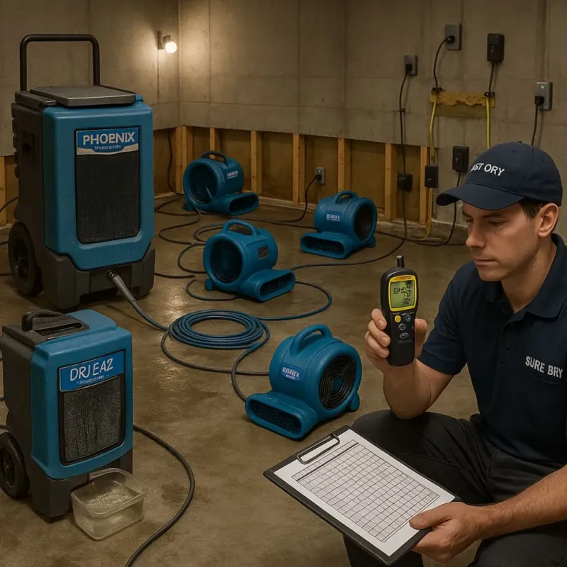 Structural Drying and Dehumidification process in Bull Valley, IL